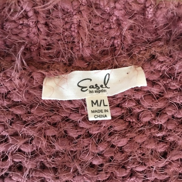 Easel Eyelash Patchwork Knit Rust Sweater-M/L - Picture 4 of 8